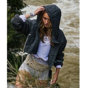 Free People Puff & Fluff cropped puffer jacket with hood